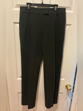 Nygård Collection Pinstripe Trousers - Size 6 - Dress Pants Charcoal Black